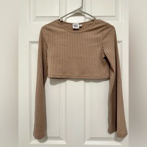 Princess Polly Cropped Ribbed Brown Top